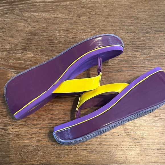 Volatile Purple and Yellow Platform Flip Flops - Picture 3 of 5